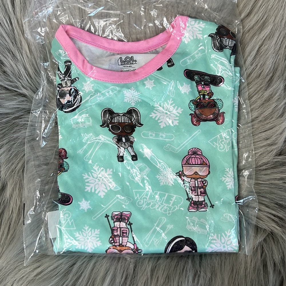 NEW Cuddl Duds Girls Thermal Underwear Set LOL Green sz 4/5